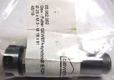 GEWEFA Gewindeschneidfutter Aufnahme Ø25xM3-M16x61 ER20 05.062.002 Neu D3296