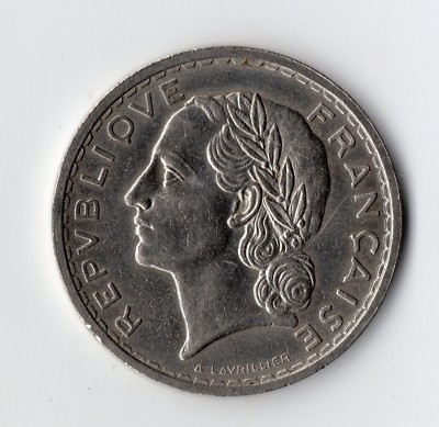 Pièce de monnaie 5 Francs LAVRILLIER, NICKEL