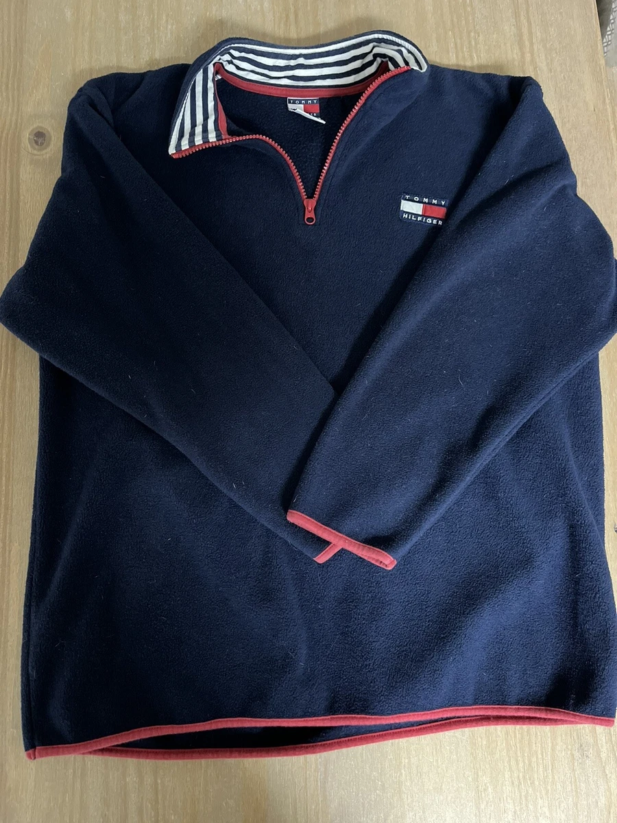 Vintage Tommy Hilfiger Quarter Zip Fleece Sweatshirt Size Large