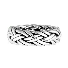 Delicate Woven Braid 7mm Band Sterling Silver Ring-9