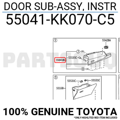 55041KK070C5 Genuine Toyota DOOR SUB-ASSY, INSTR 55041-KK070-C5 | eBay