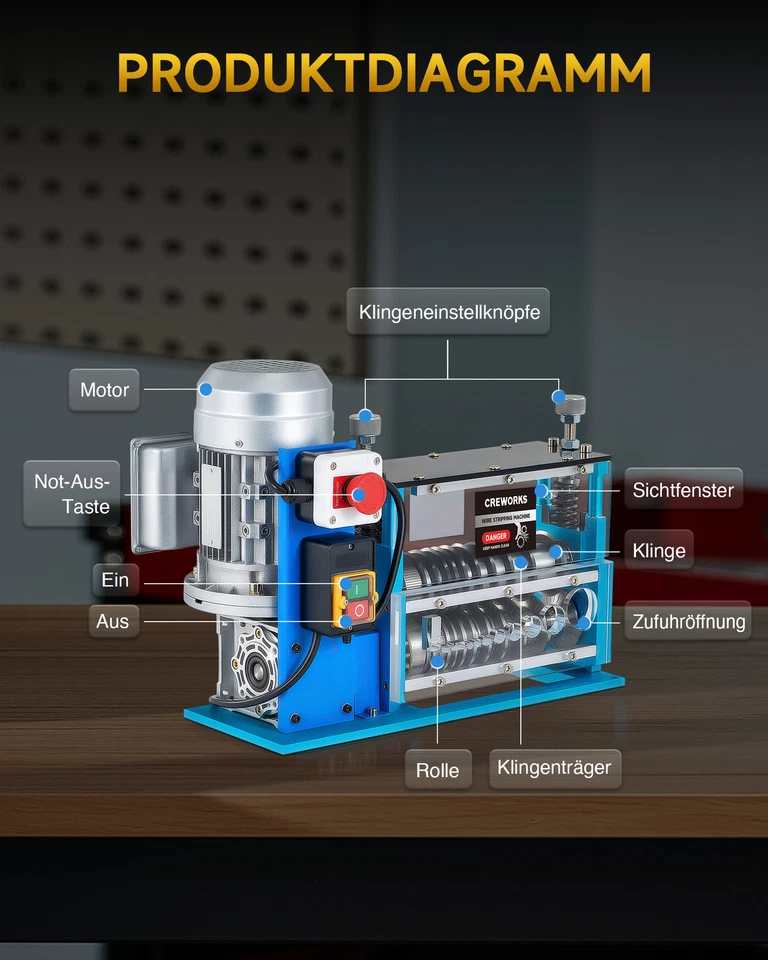 Max.40mm elektrische Kabelschälmaschine 550W Maschine Kabelabisoliermaschine - Bild 4 von 4