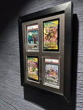 Graded Trading Card Display Case 4 PSA Slabs Sport Football Baseball Wood Frame
