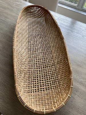 VTG HAND WOVEN WICKER/BAMBOO HARVEST BASKET **EXTRA LARGE 31'' X 13''**