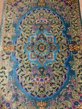 Silk rug carpet handmade W sign Qomm Ghomm/KPSI 600-Please read the description