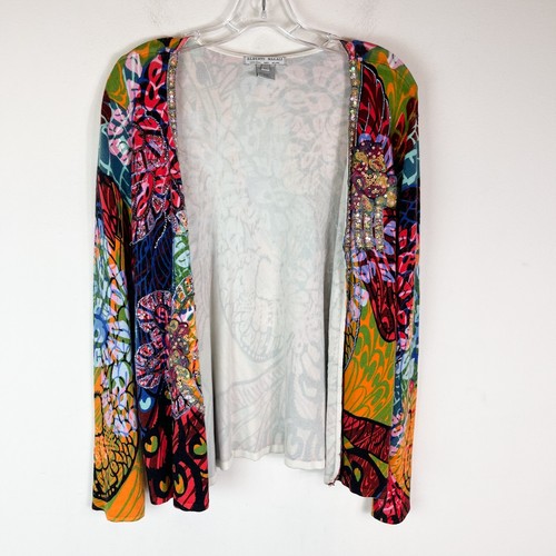 Alberto Malkali Strickjacke Pullover bunt Paillettenverzierung vorne offen Gr. XL