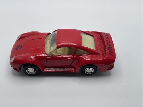 Porsche Turbo 959 Pull Back & Go Diecast Car Silver 1:34 Doors Open - Picture 9 of 17