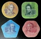Transnistria 2014 Polymer Coins Set 1 3 5 10 Rubles Color Shaped UNC Bank Issue