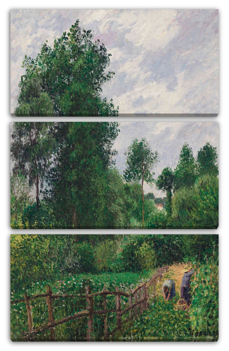 Reproduction Tableau Camille Pissarro - 'Paysage Avec Peupliers, Temps Gris, Eragny' - Toile Prête à Accrocher