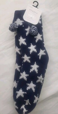 Women's Soft Cosy   Fleece Iined Sock Slippers  With Gripper Soles  Sz M/L NWT 