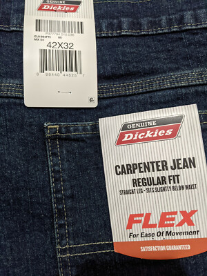 Genuine Dickies Mens Flex Denim Carpenter Jeans Regular Fit