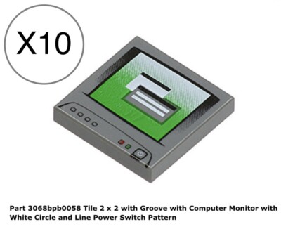 Lego 10 Pieces Dark Bluish Gray 2x2 Tile With City Computer Monitor Pattern
