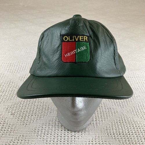 Oliver Heritage Hat Leather Baseball Cap Vintage Embroidered Advert Forest Green