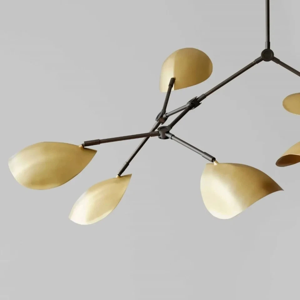 Lámpara de araña Sputnik estilo 8 brazos disco curvado pantalla rama Stilnovo Foto 4 de 4