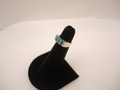 Southwestern Turquoise Channel Sterling Ring size 4 Petite - Picture 7 of 14