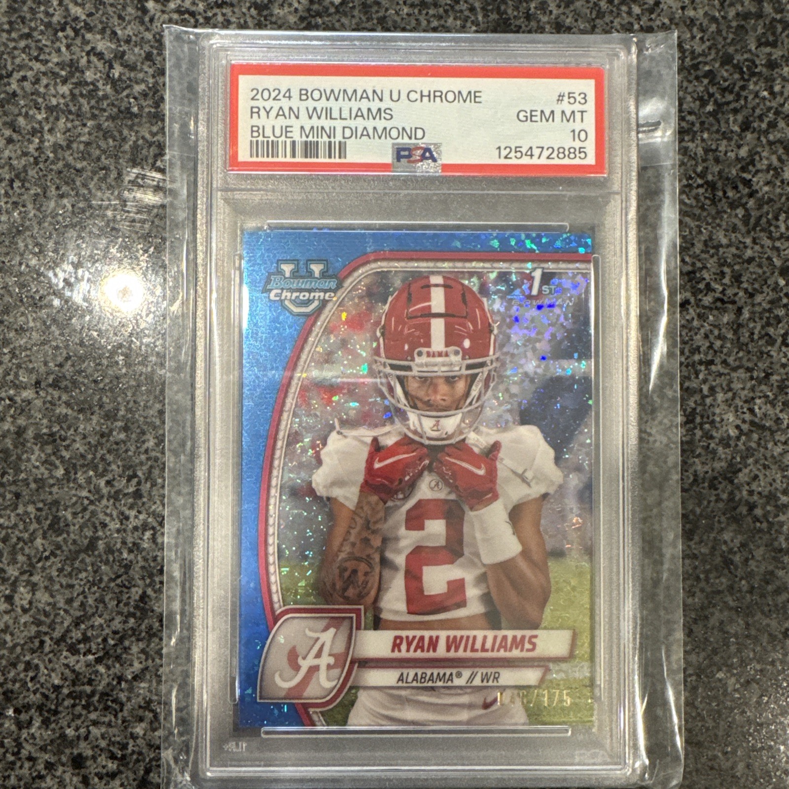 2024 RYAN WILLIAMS 1st Bowman U Chrome #53 Blue Mini-Diamond /175 PSA 10