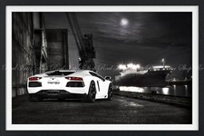 Peel  Stick Wallpaper Poster Lamborghini Aventador White Night 874 585mm