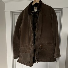 Carhartt Mens Brown Lined Work Coat Full Zip/...