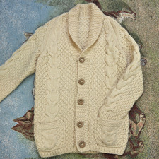 Vintage Handmade Chunky Aran Cable Knit Jumper Fisherman S Wool Cream boho