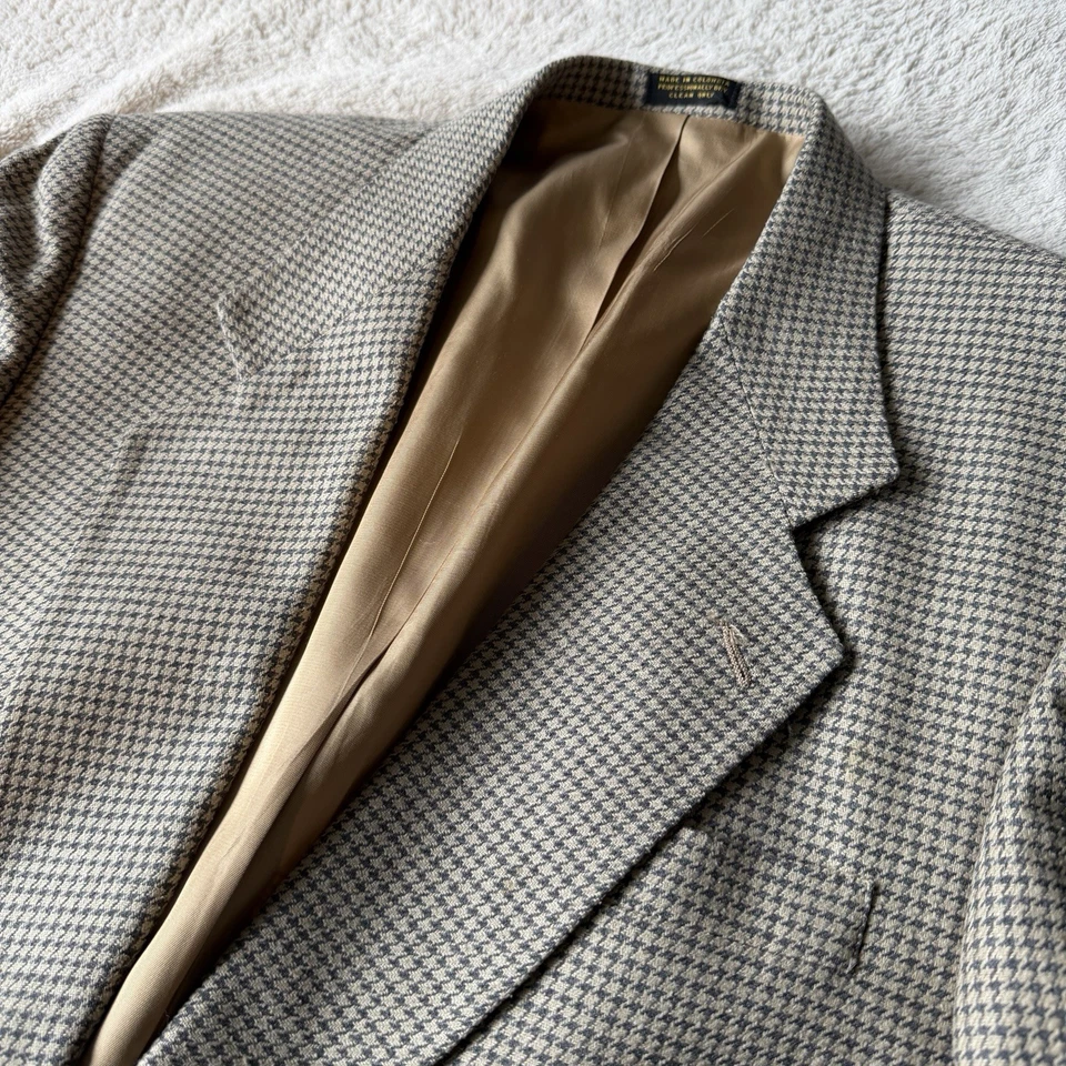 Lana Moda Mens Woolf Tweed Houndstooth Blazer Sport Coat Suit Jacket 42L - Image 3 of 4
