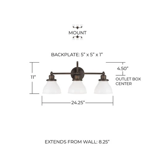 Capital Lighting 8303-128 Baxter 3 Light 24"W Bathroom Vanity - Picture 5 of 9