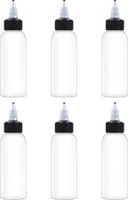 6 Pcs 2oz Plastic Squeeze Bottles with Twist Cap, 60ml Clear Dispensing