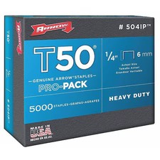 Arrow Fastener 504Ip Heavy Duty Staples, T50, 18 Ga, Flat Crown, 1/4 In Leg L,
