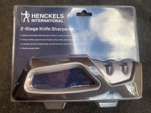 NEW  Henckels 2-Stage Handheld Knife Sharpener Course And Fine Saftey Grip