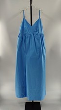 Quince Women 100% Organic Cotton Sleeveless Maxi Dress Cornflower Blue M