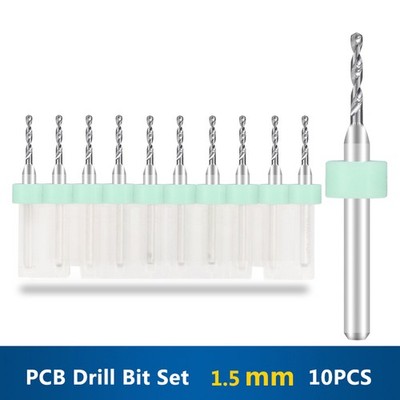 10x 0,3-1,5mm PCB Bohrer Bit Set Micro VHM Spiralbohrer Metallbohrer Bohrungen