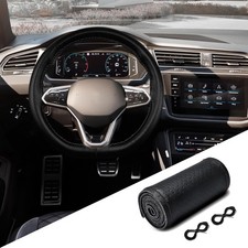 Lace-up Stitch-on Steering Wheel Cover Wrap Breathable Anti-slip Protector For