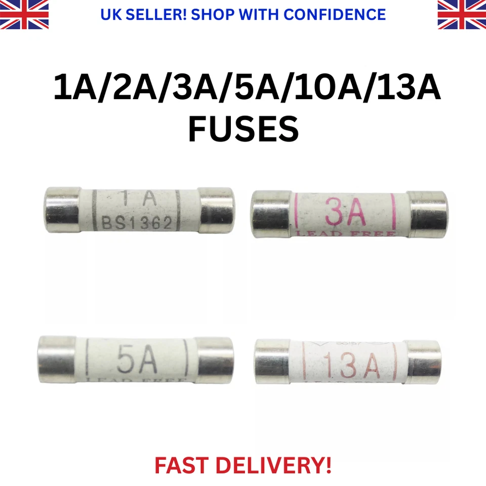 ELPINE Ceramic Domestic Fuses Household Plugs & Appliances 1A 2A 3A 5A 10A 13A