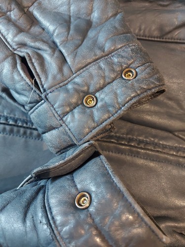 Giacca pelle di agnello BMW taglia 50 blu scuro nappa UK 40" M Made in Germany - Foto 16 di 23