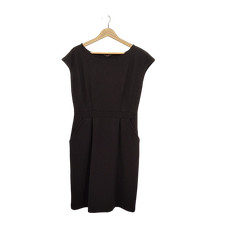 Quince Women Ultra-Stretch Ponte Cap Sleeve Midi Dress Black M