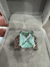 BLUE SPINEL -statement 10x12mm Sz 8 Ring Sterling Silver