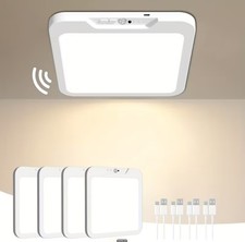 4 Pack 3CCT Magnetic Rechargeable Motion Sensor LED Ceiling Light with Remote