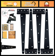 Heavy Duty T Hinge Tee Strap for Shed Gate Barn Door - Rustproof Black 12", 4 p