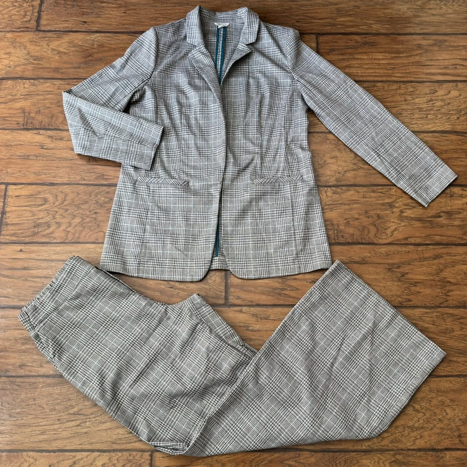 Traje de pantalón a cuadros beige CATO para mujer 2 piezas | Talla M | Forrado manga larga | Usado Foto 2 de 4