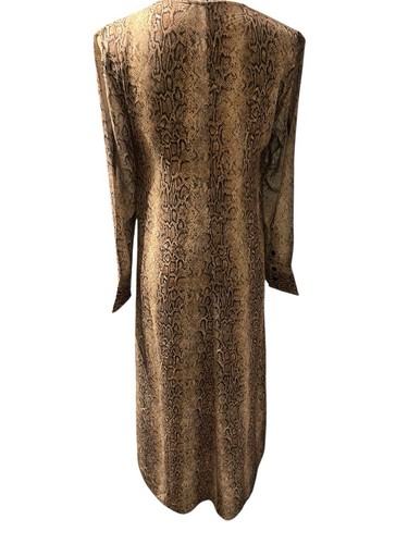 GANNI Maxi Abito Manica Lunga Stampa Serpente Donna Taglia 36/U.S. 4 marroni nuovi con etichetta $255 - Foto 6 di 12