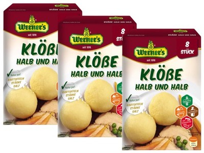 3x Werner s Klöße halb & halb 8 Stück Selbstform-Klöße Vorrat (23,32 EUR/kg)