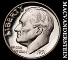 1951 Silver Roosevelt Dime - Choice Gem Proof  Lustrous  No Reserve  #i5239