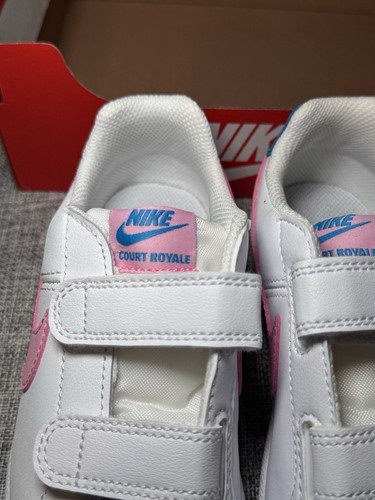 Nike Kids Court Royale Sneakers (PSV) Kids Size 12.5C White/Pink/Blue 833536 110 - Picture 9 of 9