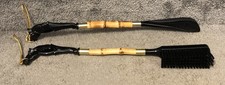 Vintage Bamboo Horse Head Shoe Horn and Brush 15  Set Japan Black Stallion RARE