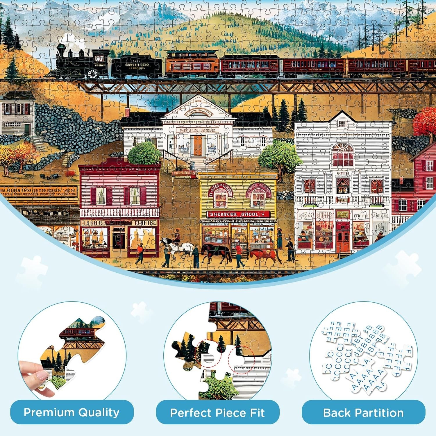 500 Pieces Puzzle for Adults, Retro Train jigsaw puzzles adults,... 