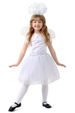 Brand New Biblical White Tinsel Angel Skirt Wings Child Costume Kit
