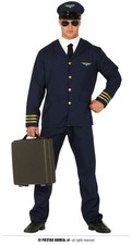 COSTUME CARNEVALE PILOTA UOMO VESTITO ADULTO AVIATORE AEREO PILOT AIRPLANE BLU