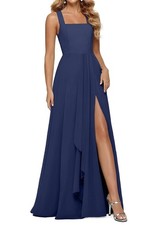 Women's Chiffon Bridesmaid Dresses Long A Line Pleated Formal Evening Dress