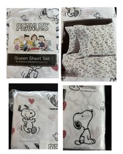 NEW Berkshire PEANUTS Snoopy Queen Sheet Set White Polyester 4-Piece Set NEW 88