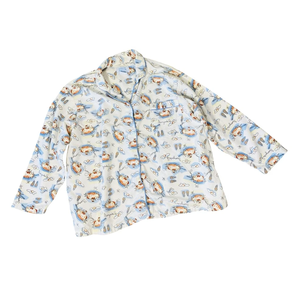 Conjunto de pijama de franela vintage Ashley Taylor talla 2XL camisa pantalones huevos pollo Foto 3 de 4