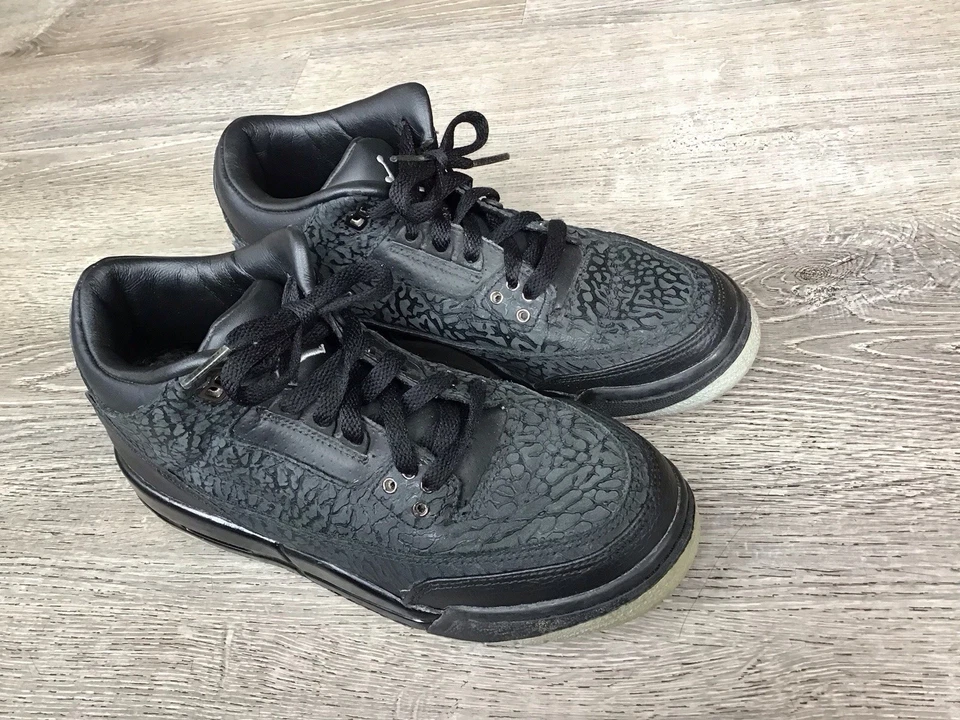 Nike Youth 6.5 Y Air Jordan 3 Retro Abatible Negro/Plateado 315768-001 Difícil de Encontrar Color Foto 2 de 4